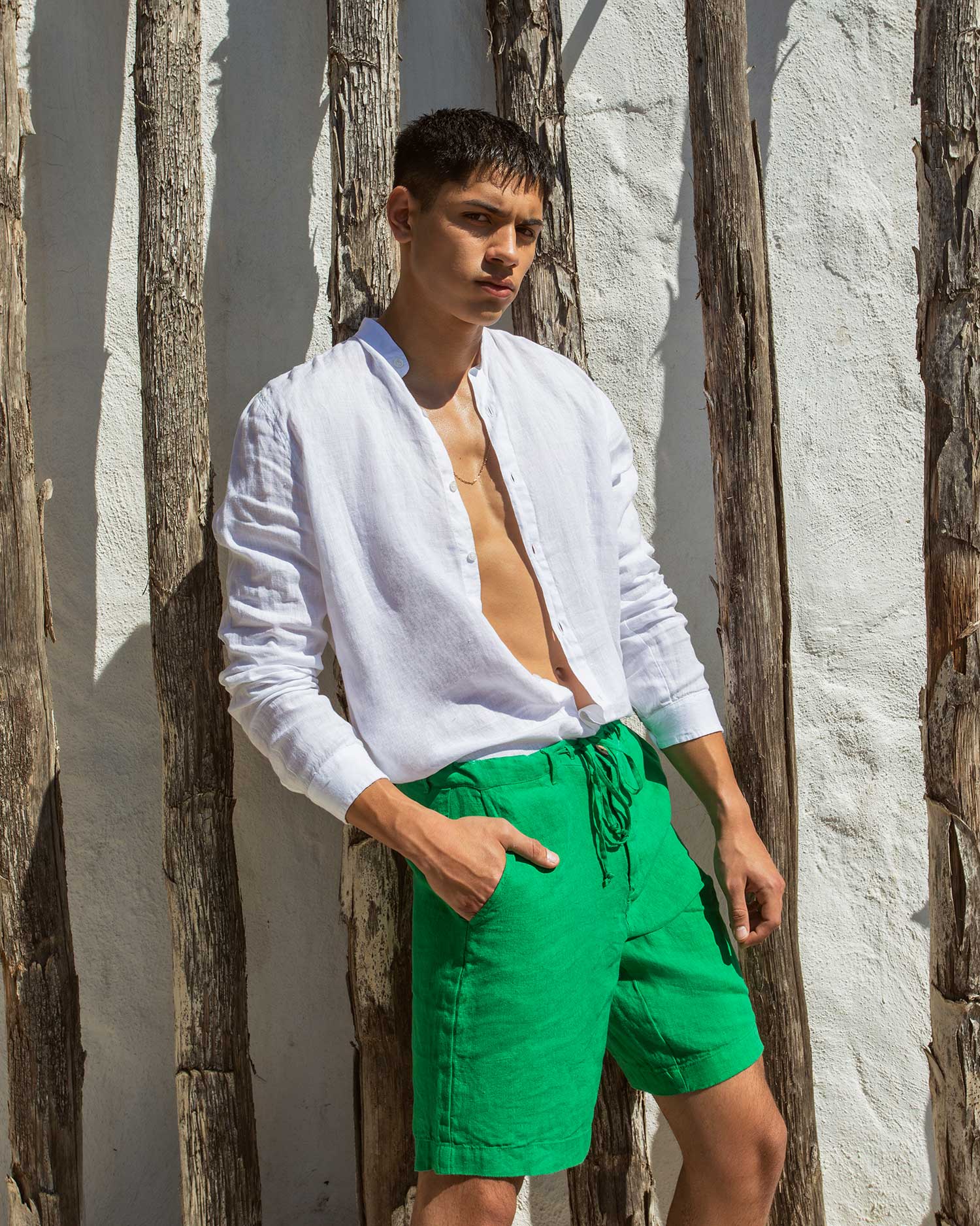 pls-ss23014 Πουκάμισο λινό ανδρικό - (ln-001) - Image 1